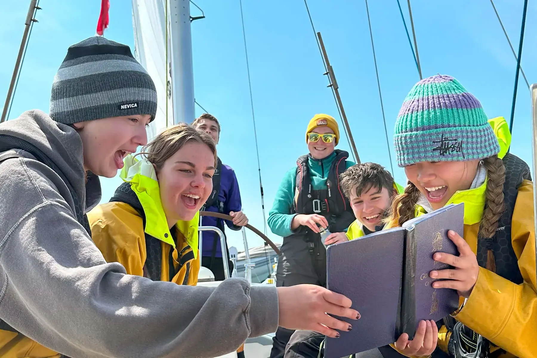 Senior school pupils sail training